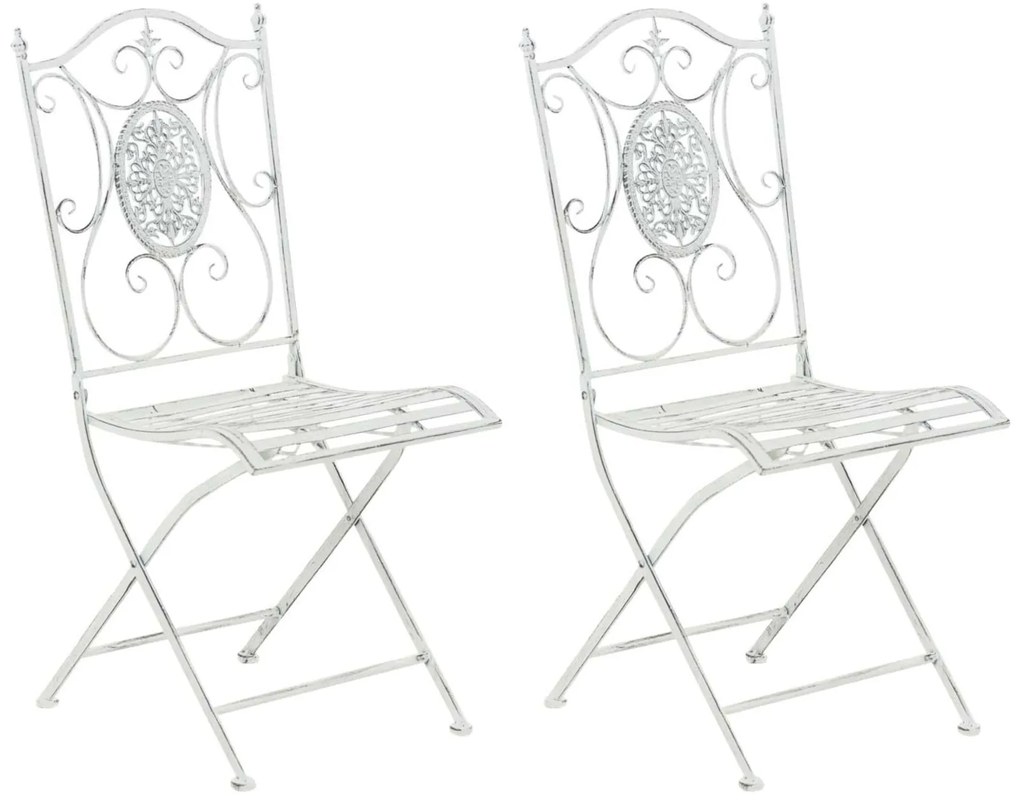 Kovová skladacia stolička Sibell (SET 2 ks) - Biela antik