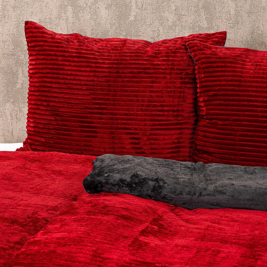 4Home Obliečky mikroflanel Stripe vínová, 140 x 200 cm, 70 x 90 cm