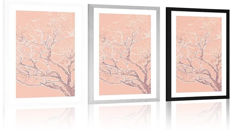 Plagát s paspartou rozkošatená koruna stromu - 60x90 silver