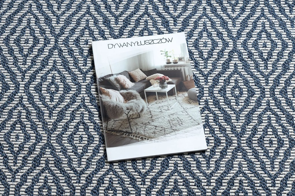 Ekologický šnúrkový koberec CASA EKO SIZAL Boho 22084 z recyklovanej bavlny, modro - krémový