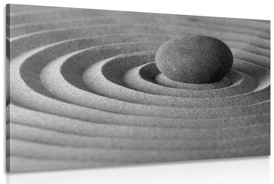 Obraz relaxačný kameň v čiernobielom prevedení - 60x40