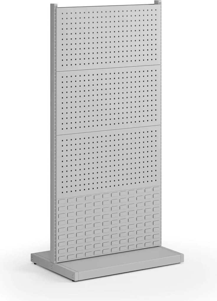Perforovaný stojan, obojstranný, 6x panel na náradie, 2x panel na boxy, 960 x 640 x 1964 mm
