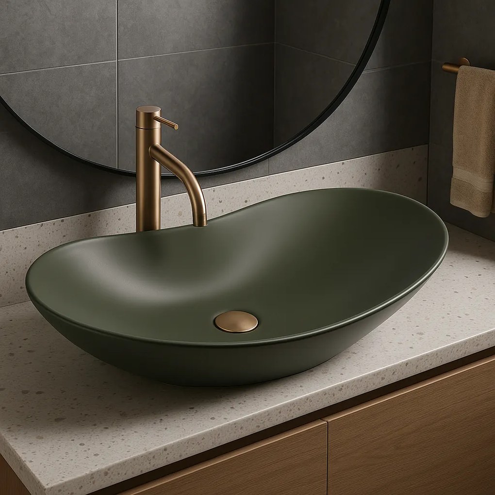 Rea Royal, umývadlo na dosku 615x355x155 mm, zelená matná, REA-U6372