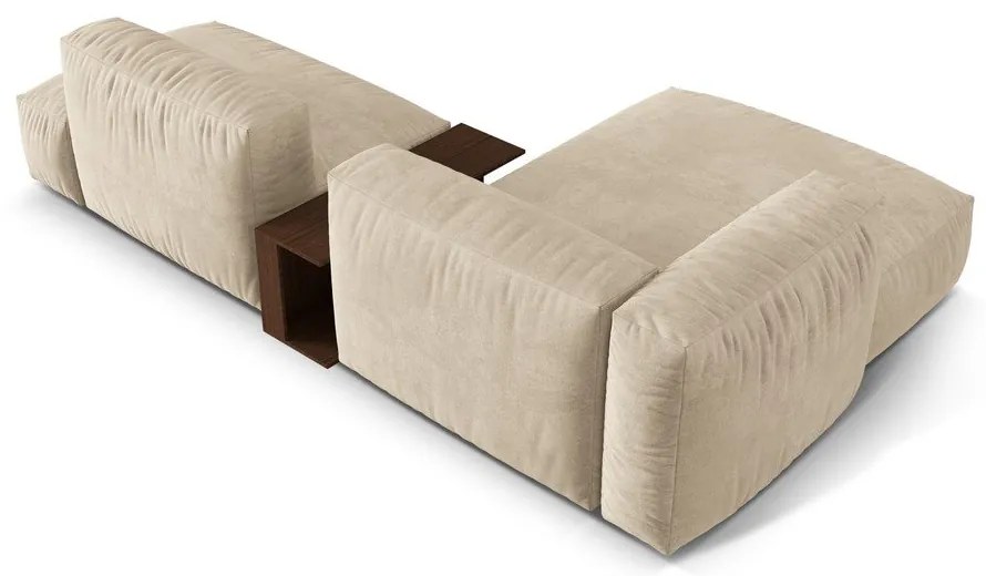 Béžová zamatová modulárna rohová pohovka (ľavý roh/s leňoškou) Martina – Micadoni