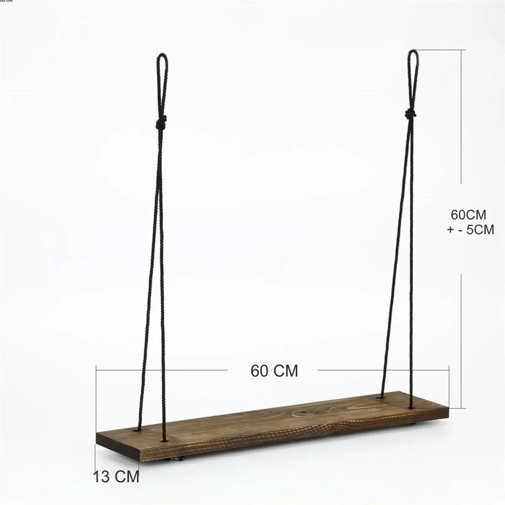 Nástenná polica HANG 60 cm orech americký/čierna