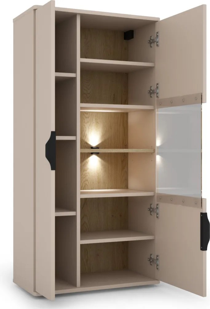 Závesná vitrína Avola, béžová kašmír/dub cremona