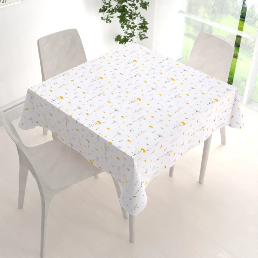 Biante Bavlnený štvorcový obrus Sandra SA-497 Žlté bylinky na bielom 40x40 cm