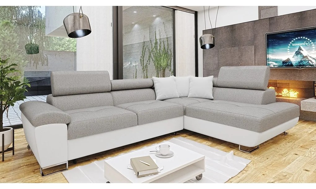 Rohová sedačka Alvin, Dostupné poťahy: ekokoža Soft 017 + Uttario Velvet 2971 + Kronos 02, Strana: ľavá