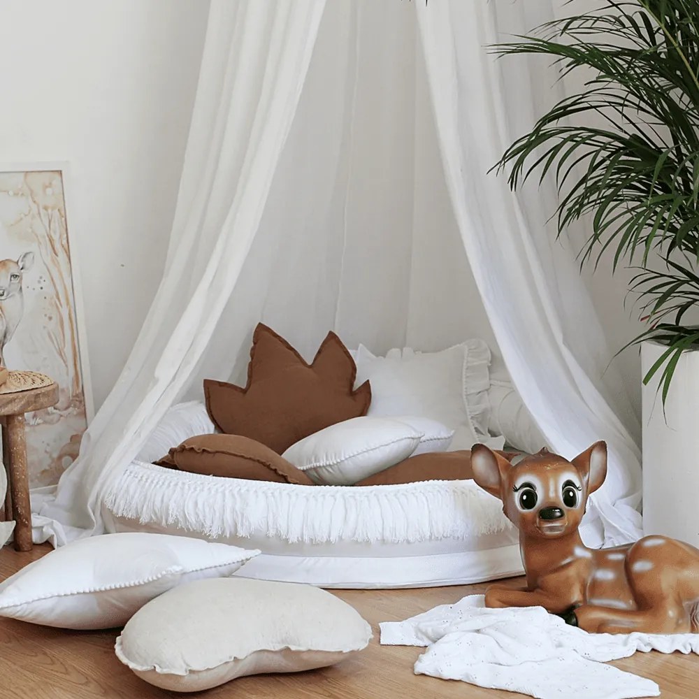 Ľanový vankúš javorový list čokoládová 43x43 cm