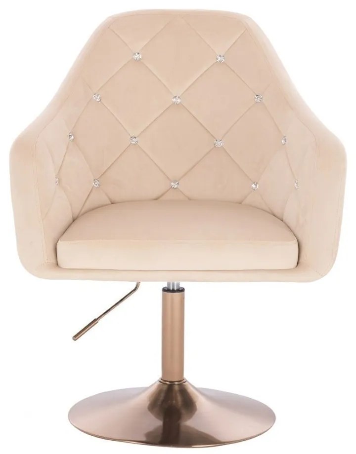 LuxuryForm DESIGN Kreslo ROMA VELUR na zlatom tanieri - krémové
