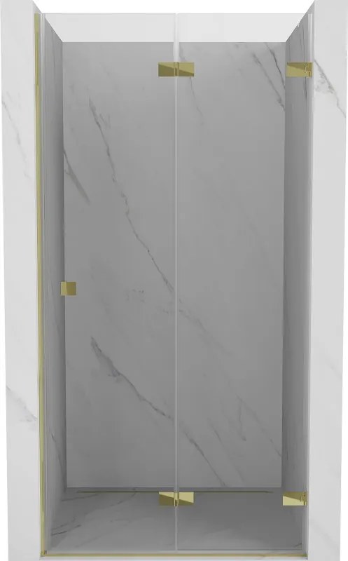 Mexen, Mexen Lunar-F pravé sklápacie sprchové dvere 65 cm, transparentné, zlaté - 836-065-000-50-00-P