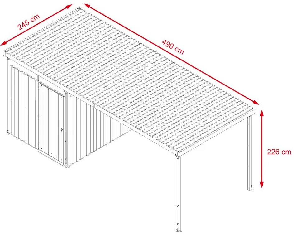 Záhradný domček so svetlíkmi Avenberg MAGNUS + prístavba 2.5 x 4.9 m - Premium