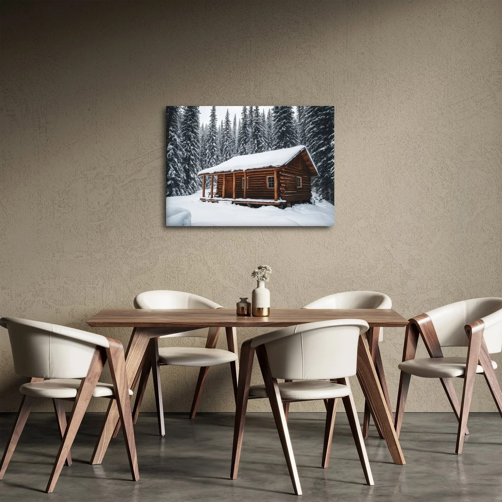 Obraz - Zasnežená chata (70x50 cm)
