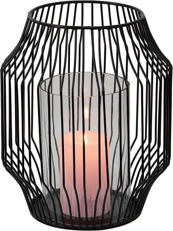 Čierny kovový lampáš Nioste - Ø 23*28 cm
