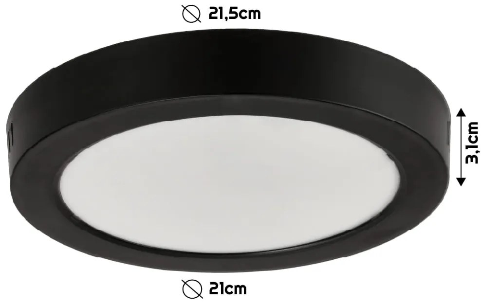 BERGE Okrúhly LED panel prisadený - čierny - 18W - PC - neutrálna biela