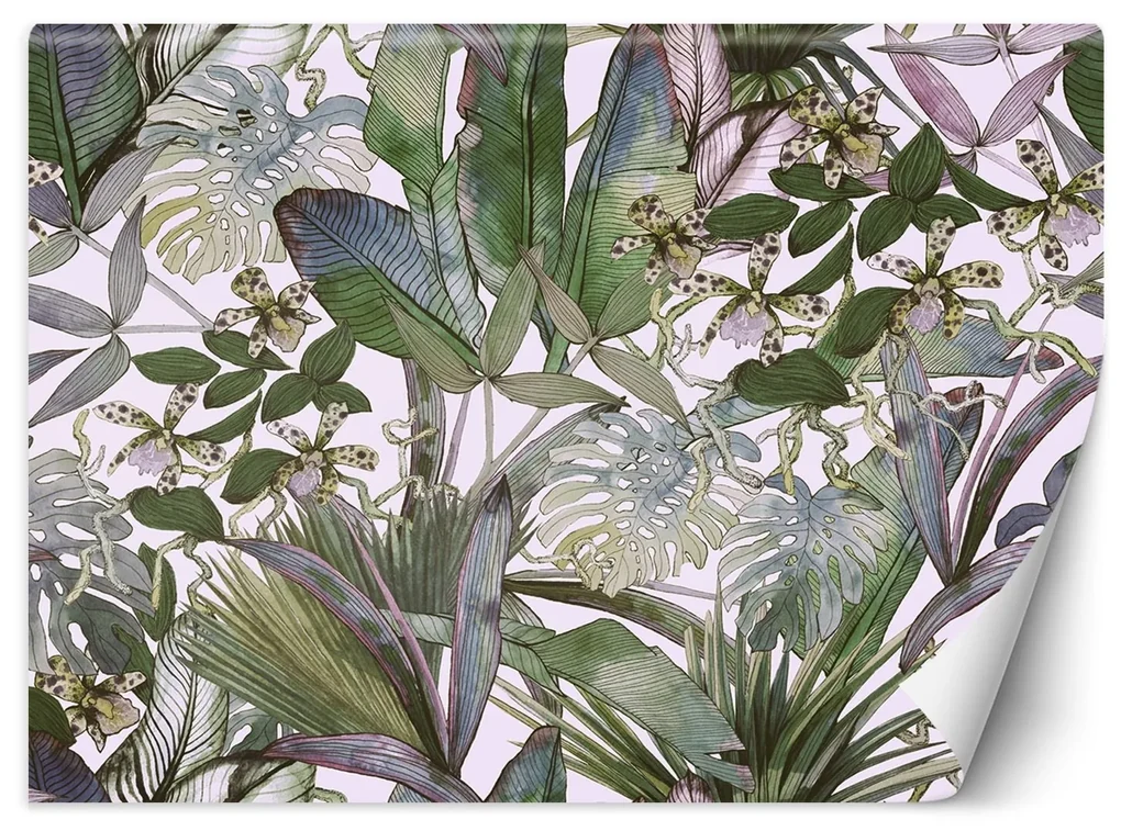 Gario Fototapeta Monstera a tropické listy v pastelových farbách Materiál: Vliesová, Rozmery: 300 x 210 cm