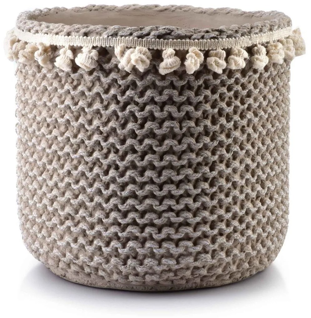 Keramický kvetináč Rosita Pompoms 25 cm sivý