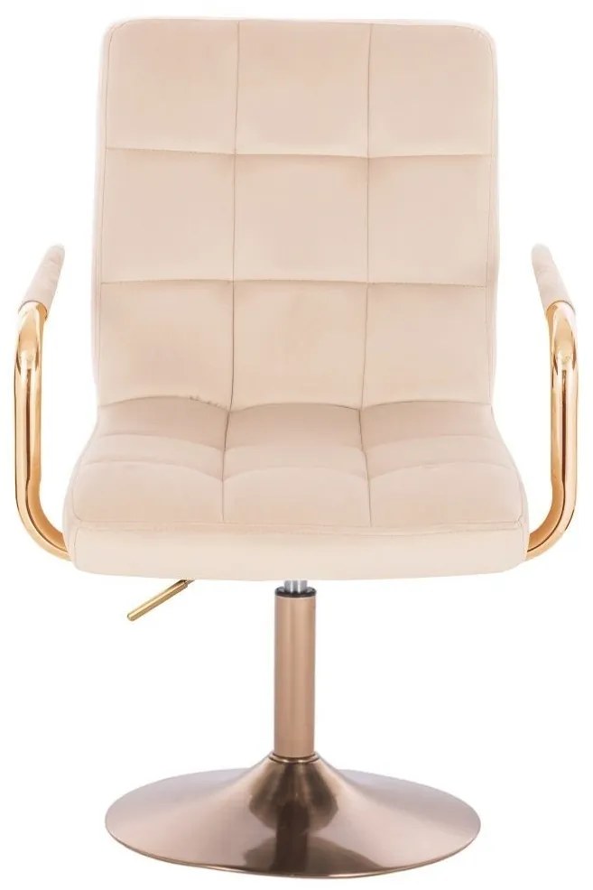 LuxuryForm DESIGN Stolička VERONA GOLD VELUR na zlatom tanieri - krémová