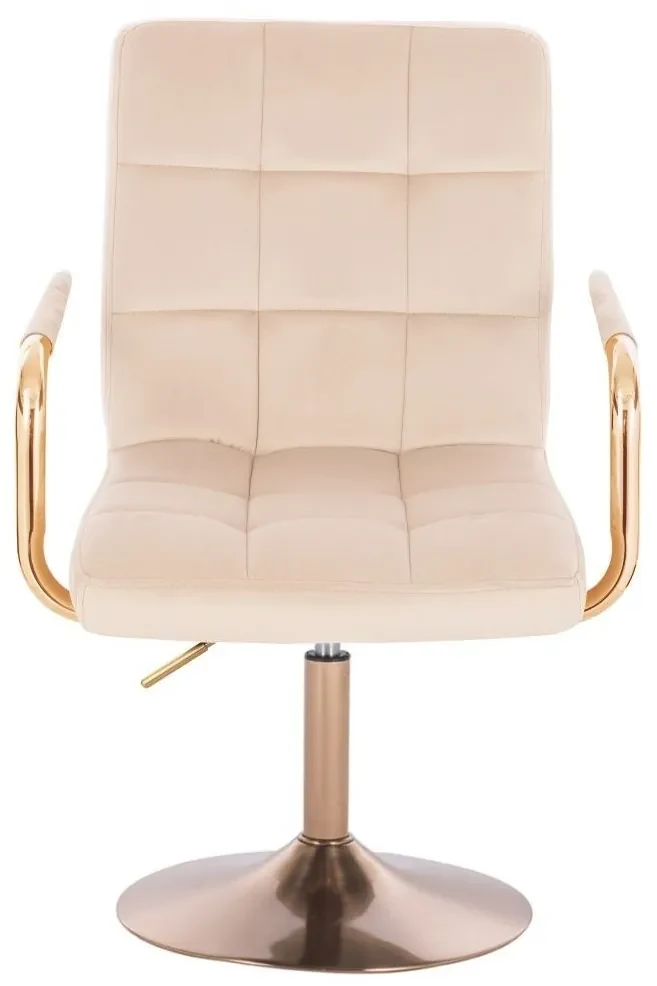LuxuryForm DESIGN Stolička VERONA GOLD VELUR na zlatom tanieri - krémová