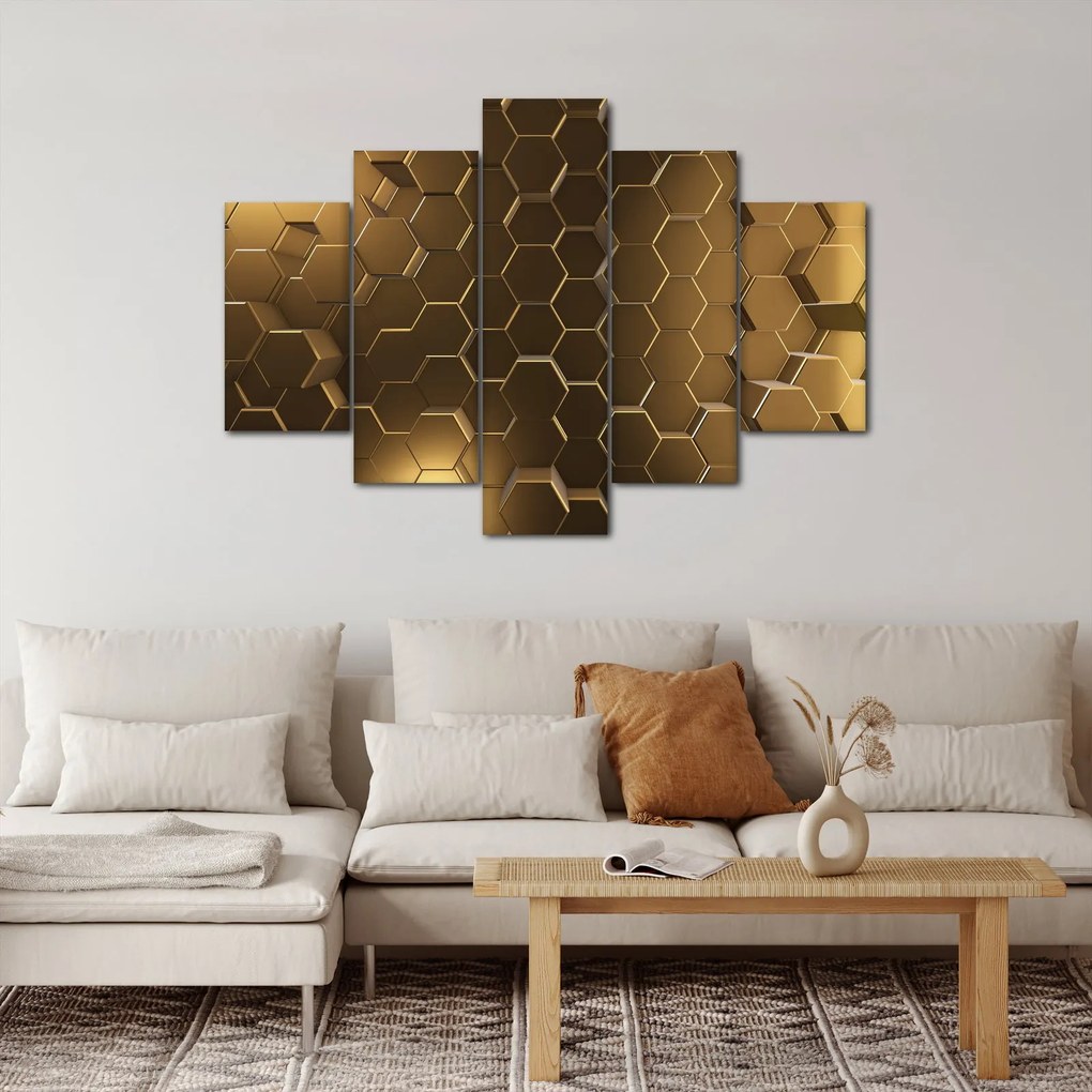 Obraz - Zlaté hexagóny (150x105 cm)