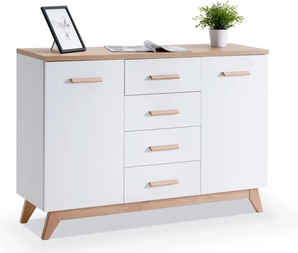 Komoda FELISIA biely prírodný dub 130 cm