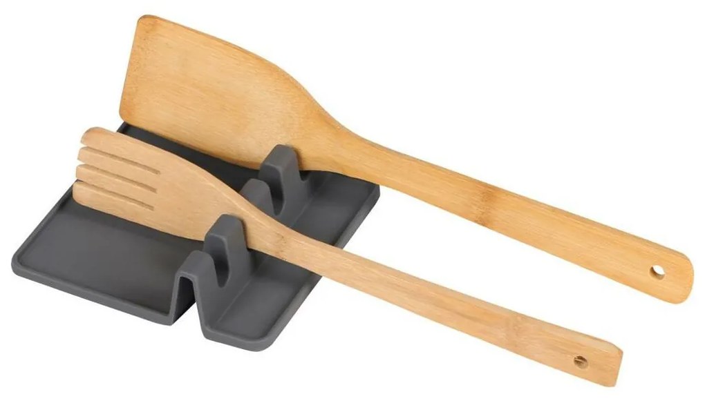 ADEO Stojan na odloženie varešky a kuchynského náradia, silikónový, sivý, NOX