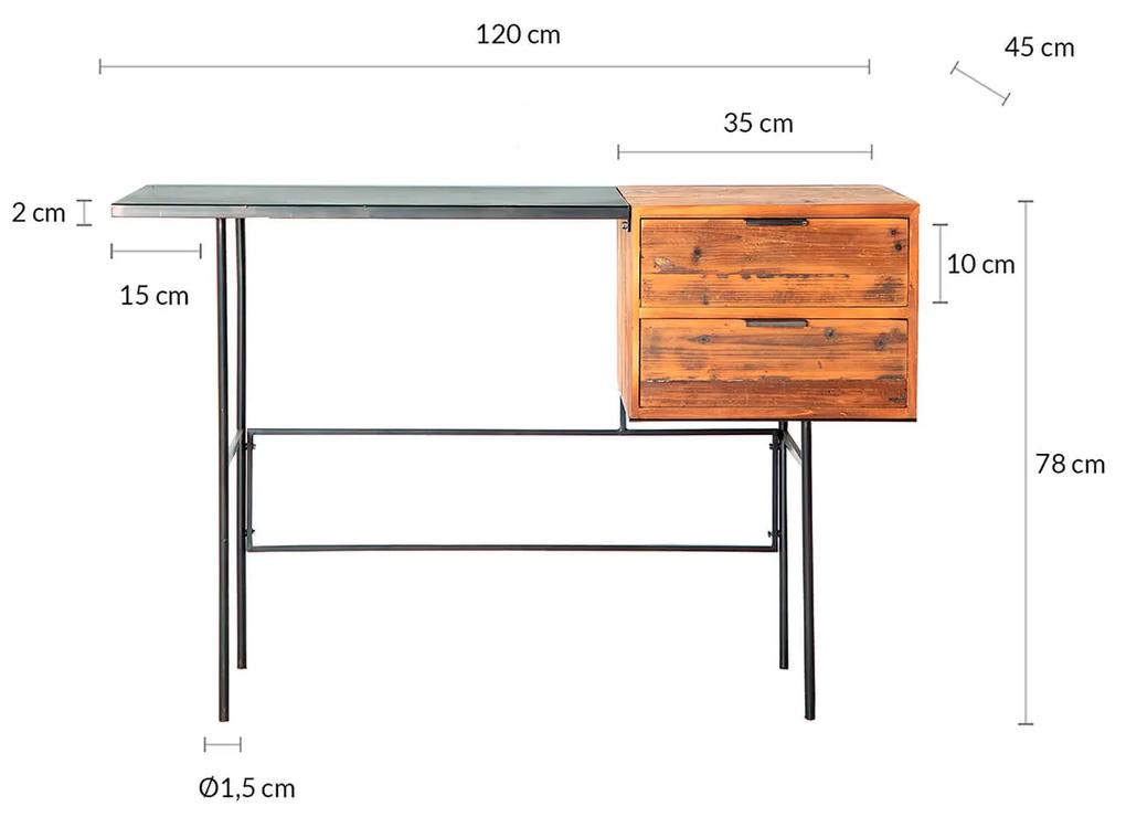 Pracovný stôl llesa 120 x 45 cm kovový MUZZA