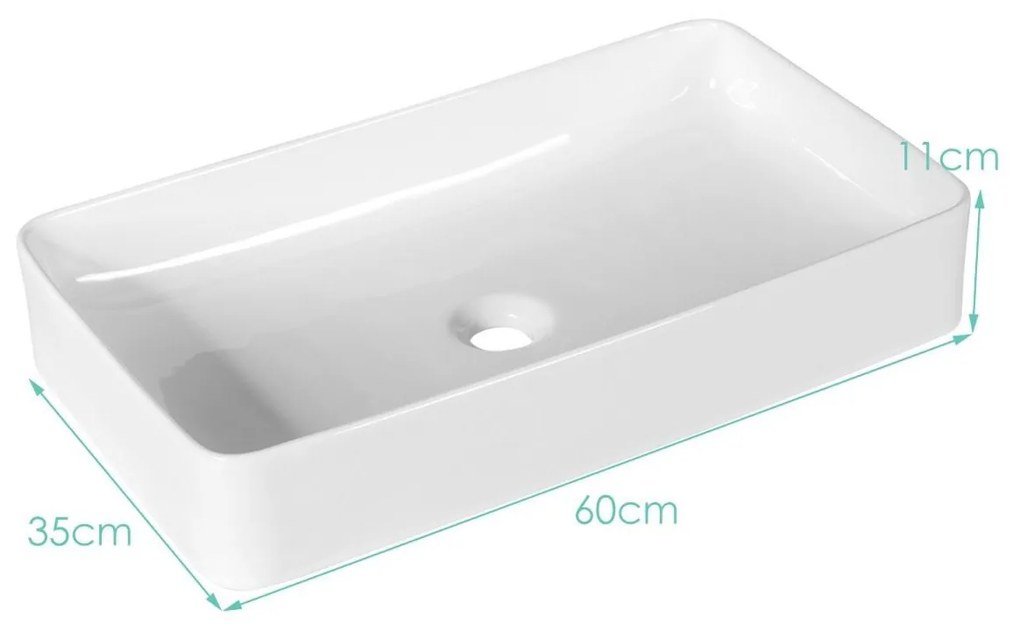 Hranaté umývadlo do kúpeľne | 60x35 cm