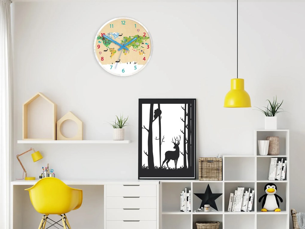 Dětské nástěnné hodiny Mirro Svět 30 cm vícebarevné
