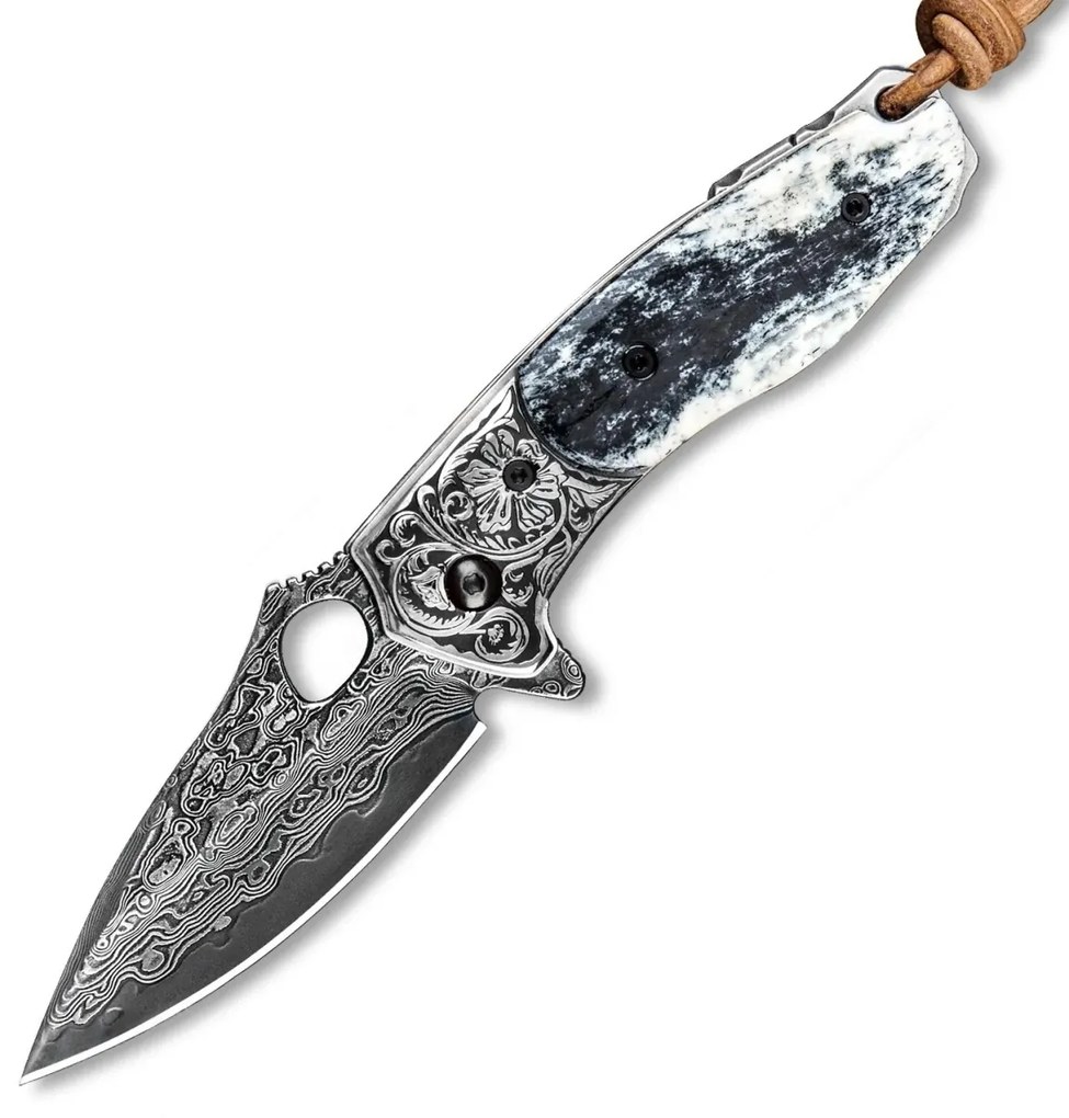 KnifeBoss damaškový zavírací nůž Viper Bone VG-10