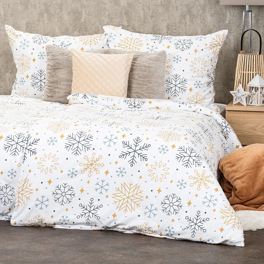 4Home Flanelové obliečky Frosty snowflakes, 140 x 220 cm, 70 x 90 cm
