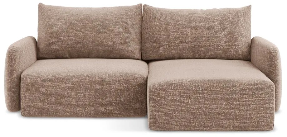 Svetlohnedá rozkladacia/s úložným priestorom rohová pohovka (pravý roh) Kalena – Makamii