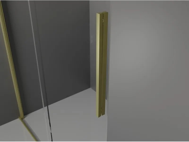 Mexen Velar L, sprchový kút s posuvnými dverami 90 x 80 cm, 8mm číre sklo, zlatá matná, 871-090-080-03-55
