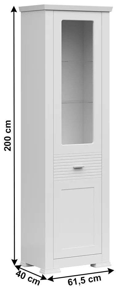 Vitrína Aryness 1W (biela). Vlastná spoľahlivá doprava až k Vám domov. 1034074
