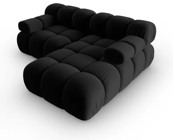 Čierna zamatová rohová pohovka (pravý roh) Bellis – Micadoni Home