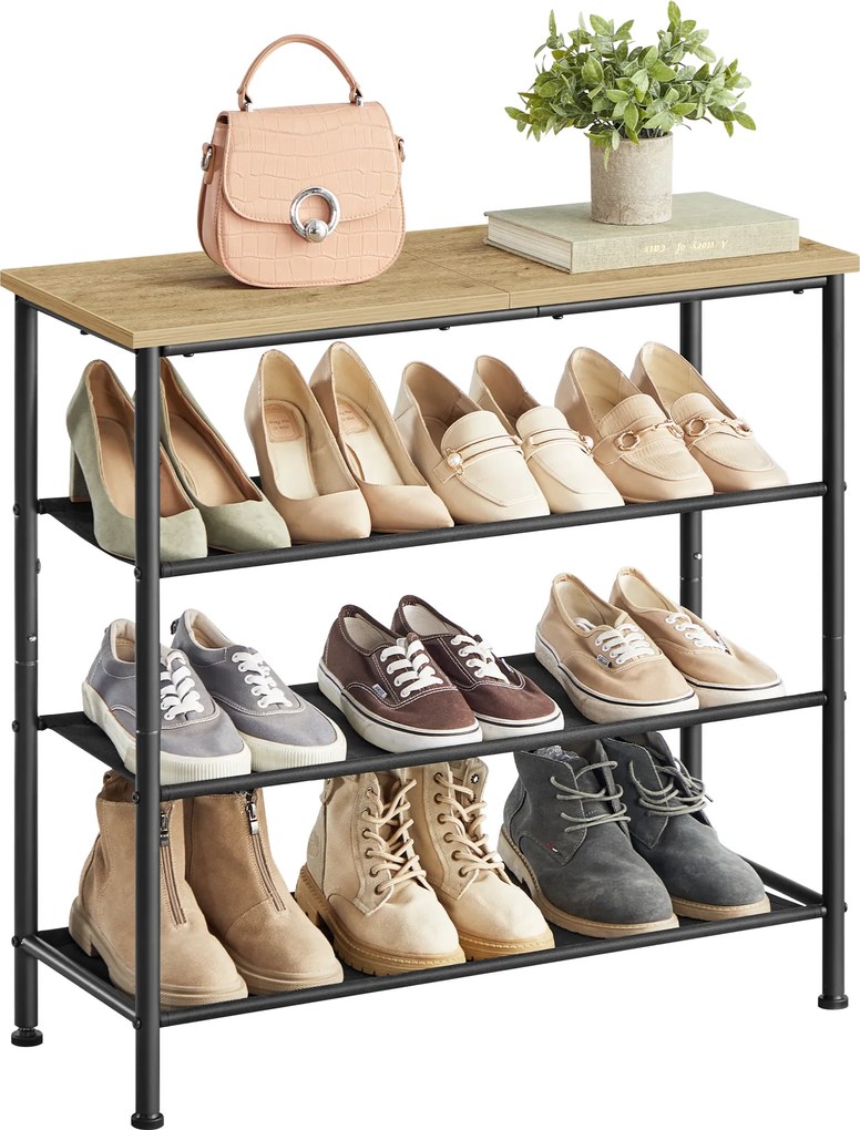 Botník TAYLOR ARTISAN s čiernou konštrukciou 75x71 cm, 3 police