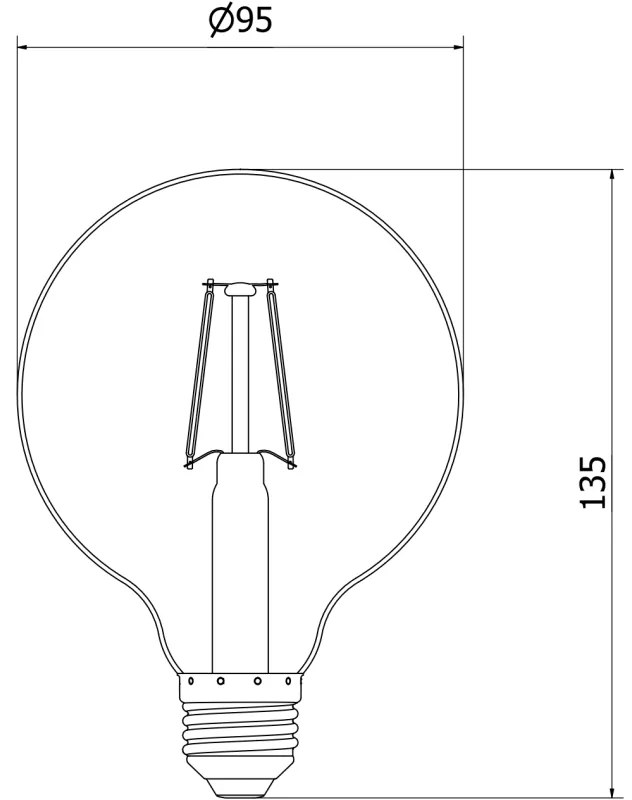 Mexen Vintis, LED žiarovka E27, G95, 2W, Teplá - 2200K, 150 lm, dymová - L157-E27-0222-70