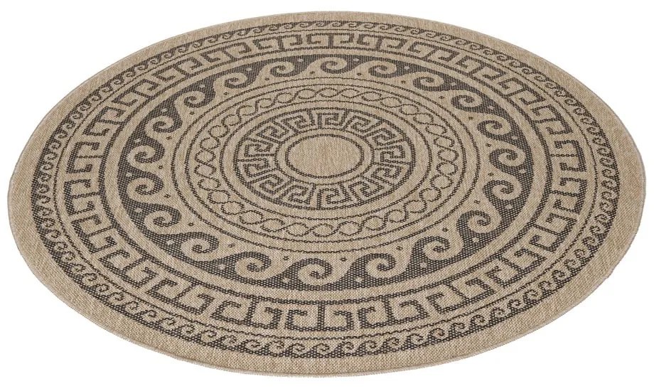 Čierno-béžový okrúhly vonkajší koberec ø 120 cm Comilla – Ayyildiz Carpets