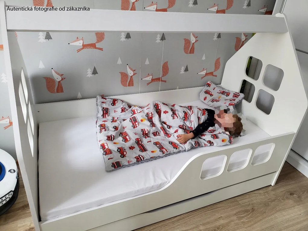 Detská domčeková posteľ KIDHOUSE so šuplíkom - sonoma - pravá - 160x80 cm