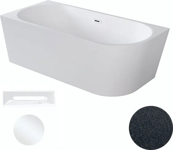 Besco Akrylátová voľne stojaca rohová vaňa Zoya Glam G 150x75 (170x80) biela/grafit BESCO-Typ výpuste: Click-Clack s prepadom, grafit, BESCO-Rozmery:…