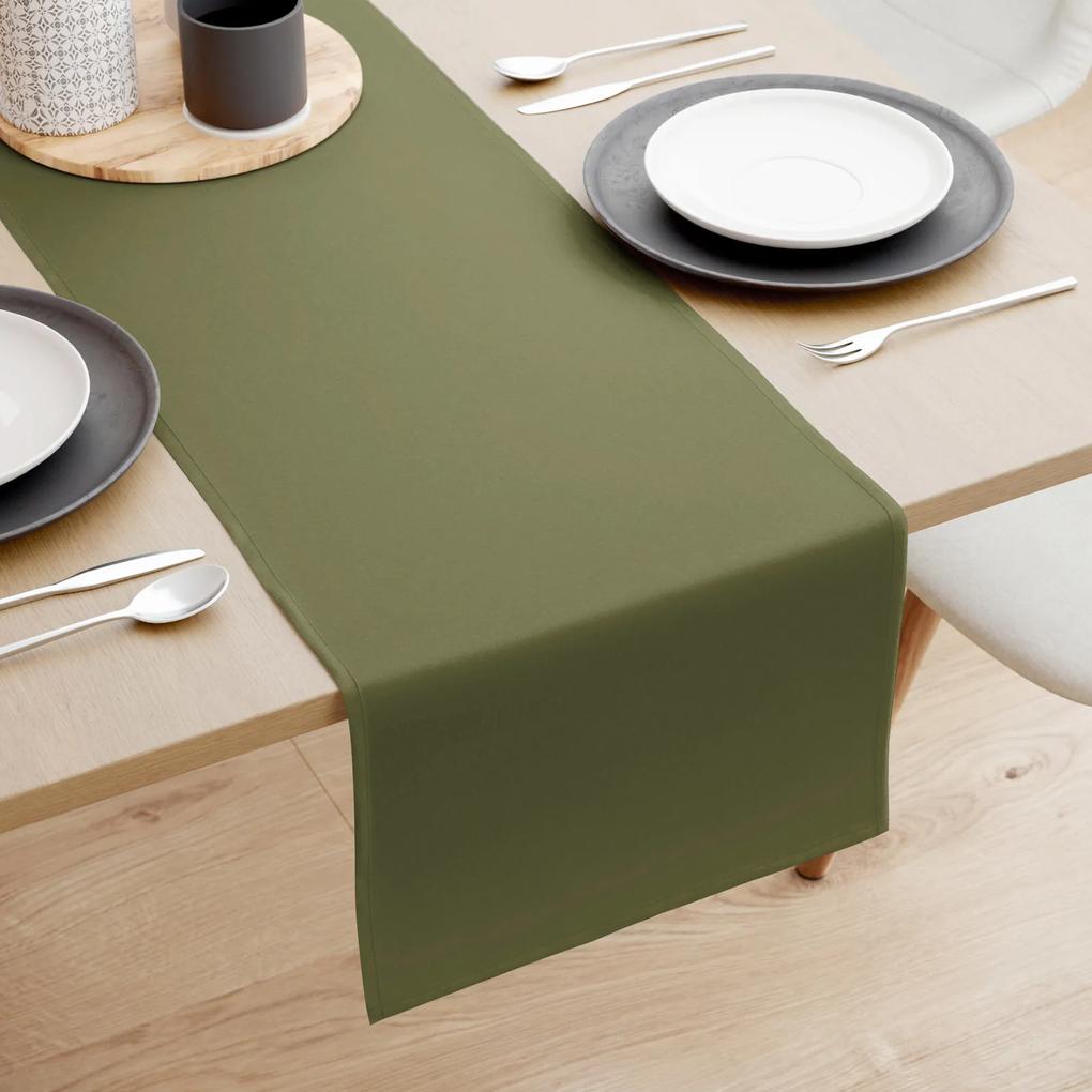 Goldea behúň na stôl 100% bavlnené plátno - olivový 20x140 cm