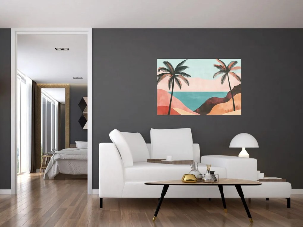 Obraz - Palmy pri mori (90x60 cm)