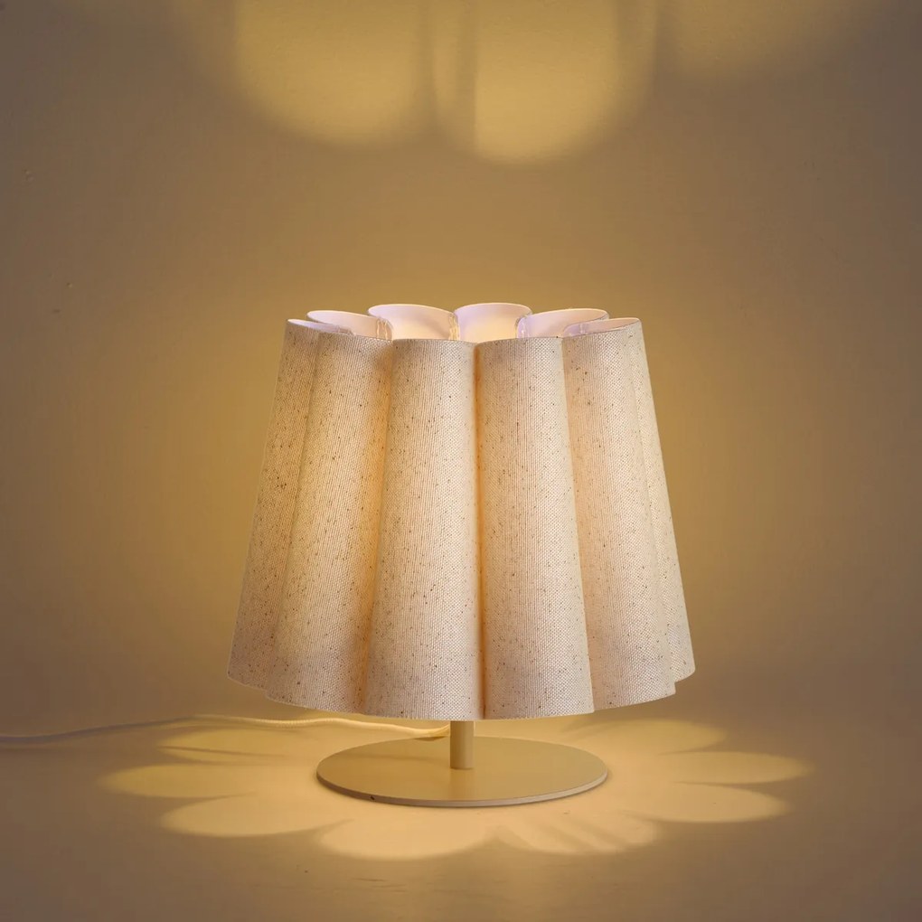 Japandi stolná lampa béžová s látkovým tienidlom 22 cm - Jenni