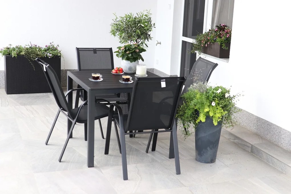 Záhradný jedálenský set Viking M + 4x kovová stolička Ramada