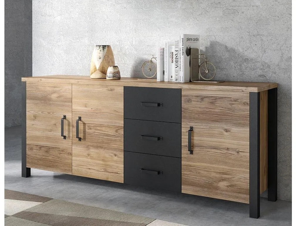 Komoda Oralee Typ 47 (smrek + čierna matná). Akcia -20%. Vlastná spoľahlivá doprava až k Vám domov. 1030312