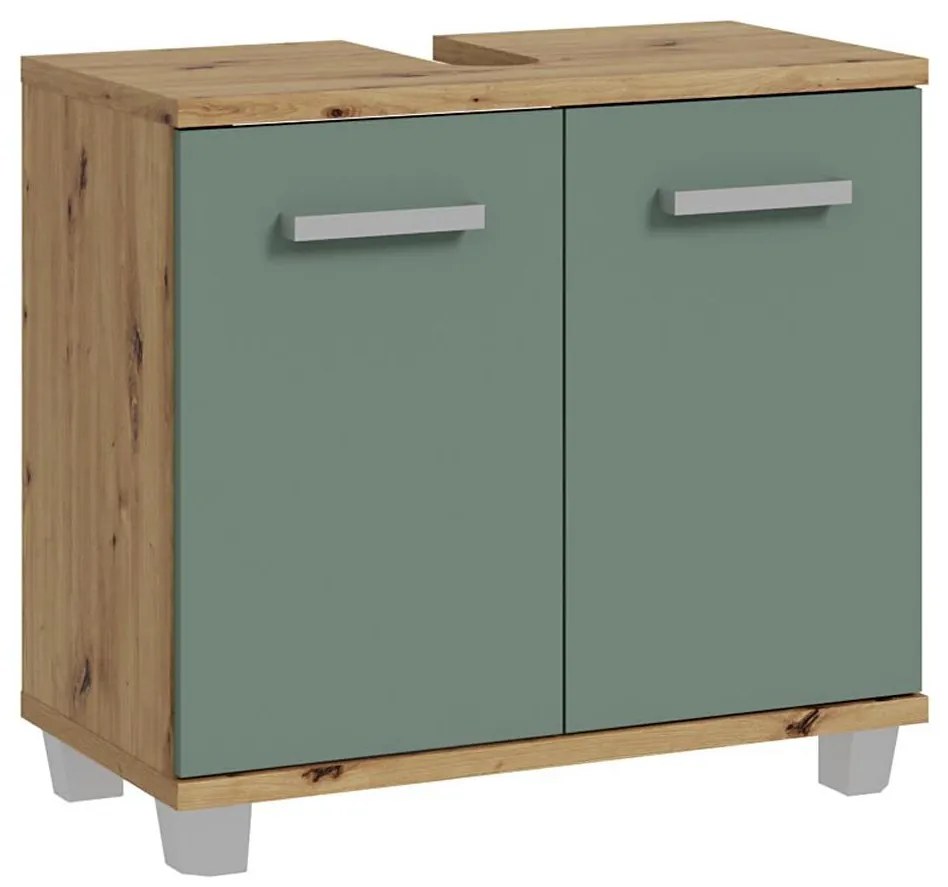 Kúpeľňová skrinka VENOM zelená/dub artisan