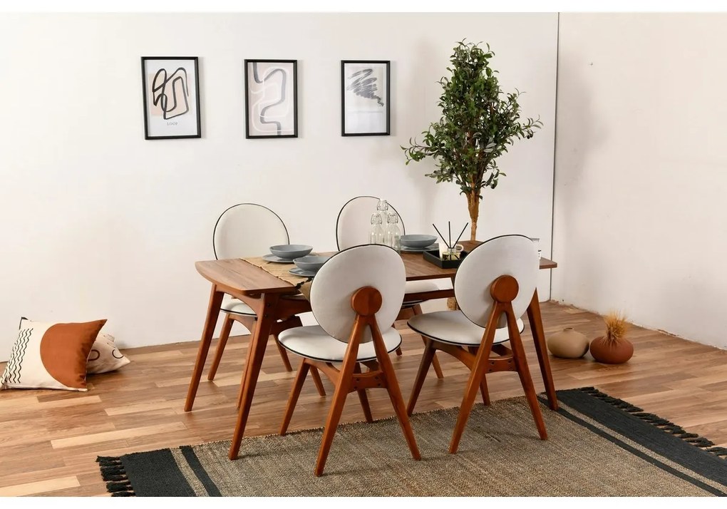 Súprava jedálenských stoličiek Touch Cream and Walnut, 2 ks