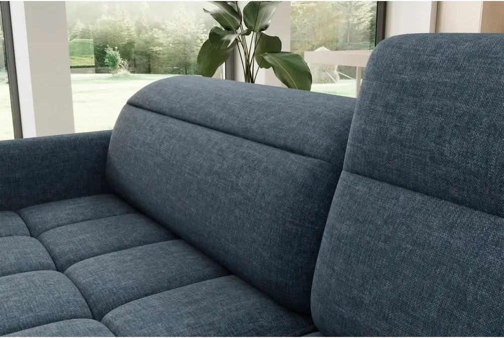 Modrá zamatová rozkladacia/s úložným priestorom rohová pohovka (pravý roh/do L) Barea – ELTAP