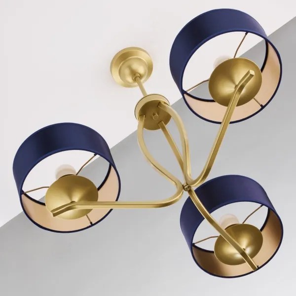 Jupiter 2113 - Luster na tyči KASZMIR 3xE27/15W/230V modrá/zlatá