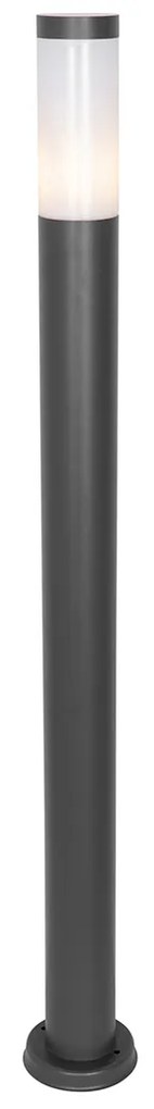 Moderná vonkajšia stĺpová lampa tmavosivá s opálom 110 cm IP44 - Rox